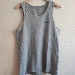 Patagonia Tank Top Shirt Mens Small Gray Organic Cotton Logo Sleeveless Athletic